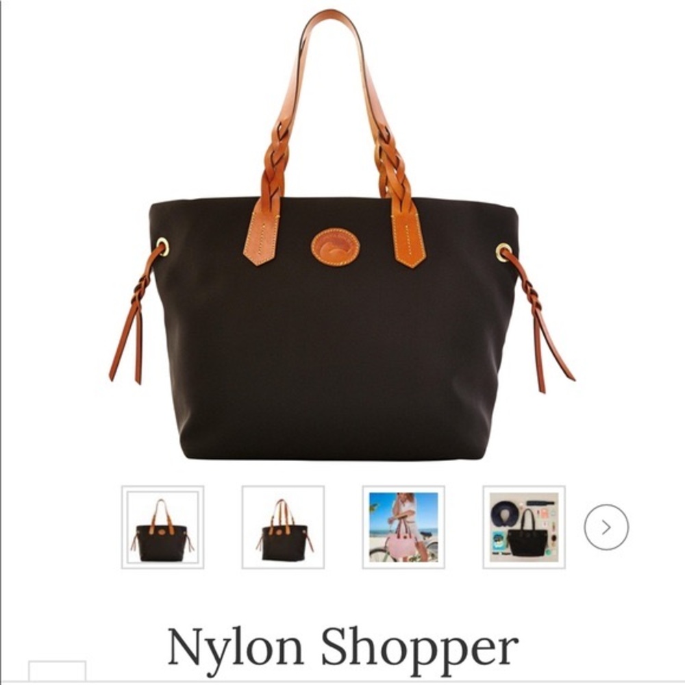 Nylon Shopper. Leather accents. Rarely worn. Lightweight and matches everything!